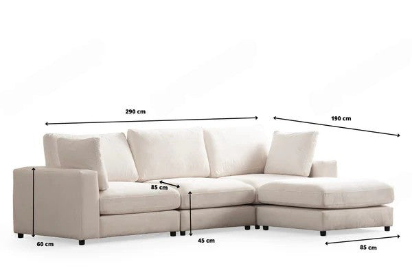 Canapé modulable julia velours - 3+1