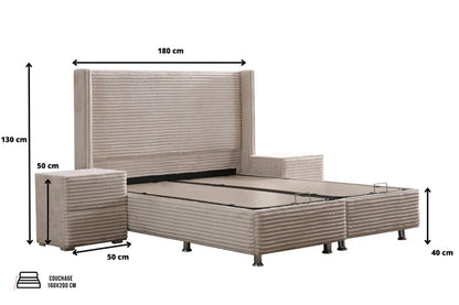 Lit coffre clara côtelé