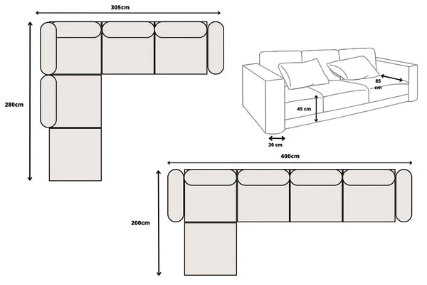 Canapé modulable élégance - tissus chenille 4+1