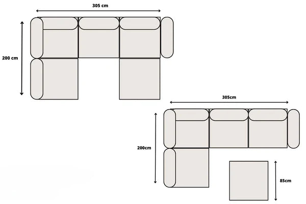 Canapé modulable élégance - tissus chenille 4+1