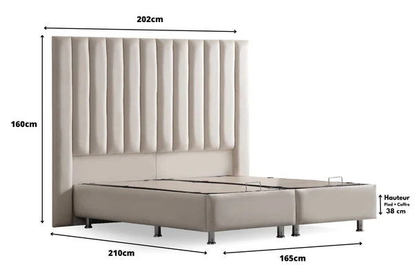 Lit coffre athena velours