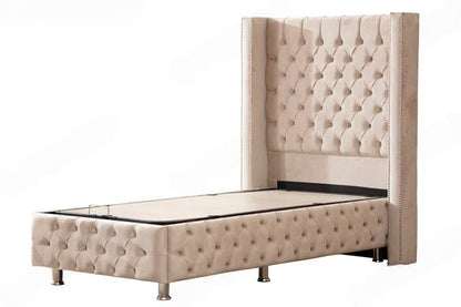 Lit coffre clouté velours - 90x190