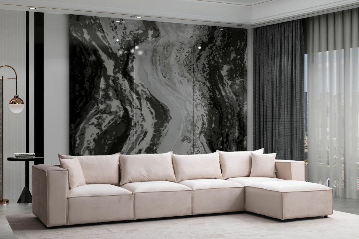 Canapé modulable élégance velours - 4+1