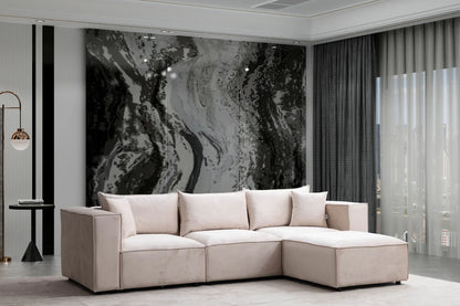 Canapé modulable élégance velours - 3+1