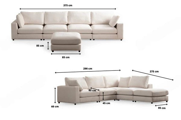 Canapé modulable julia - tissus velours 4+1