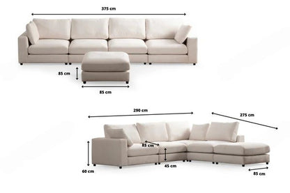 Canapé modulable julia - tissus velours 4+1