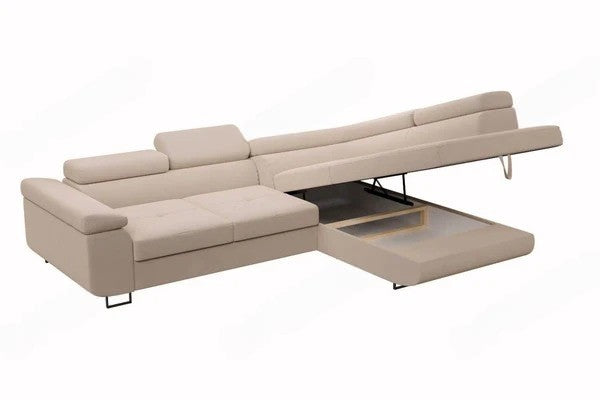 Canapé convertible lit tony - tissus velours rangement coffre