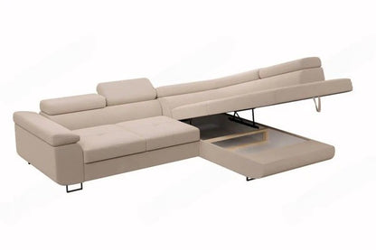 Canapé convertible lit tony - tissus velours rangement coffre