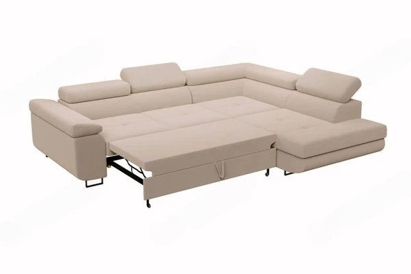 Canapé convertible lit tony - tissus velours rangement coffre