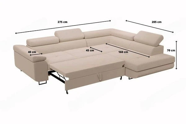 Canapé convertible lit tony - tissus velours rangement coffre