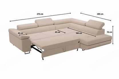 Canapé convertible lit tony - tissus velours rangement coffre