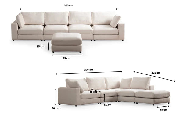 Canapé modulable julia - tissus chenille 4+1