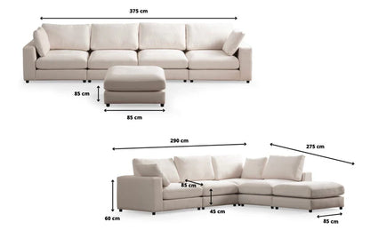Canapé modulable julia chenille - 4+1