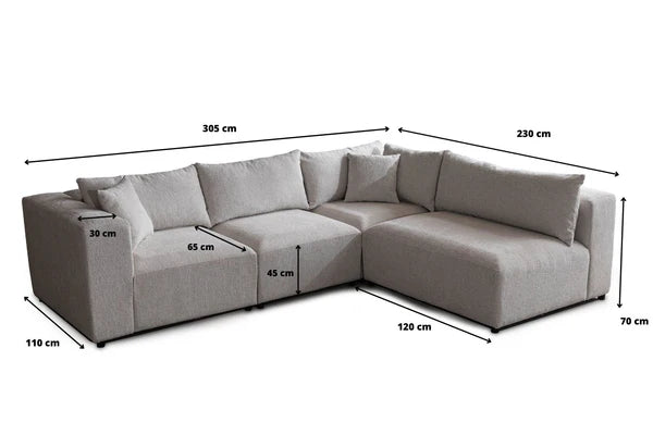Canapé modulable azra - tissus chenille 3+1