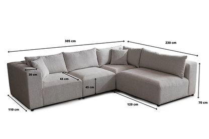 Canapé modulable azra - tissus chenille 3+1
