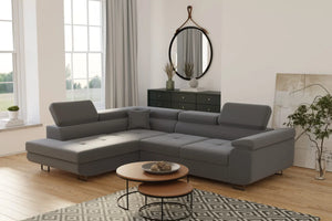 Canapé convertible lit tony - tissus velours rangement coffre