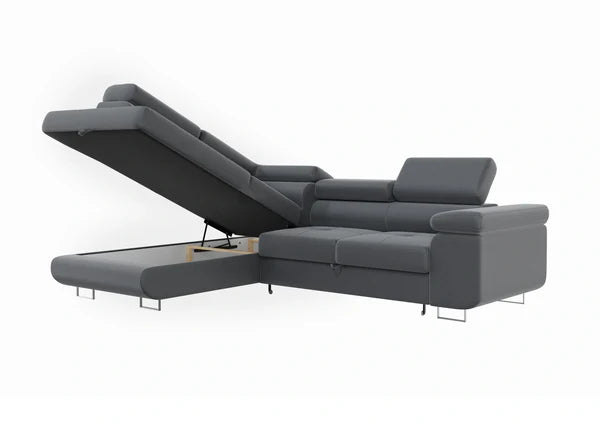 Canapé convertible lit tony - tissus velours rangement coffre