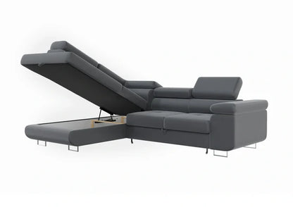Canapé convertible lit tony - tissus velours rangement coffre