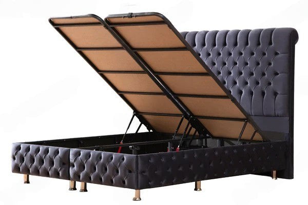 Lit coffre luna velours