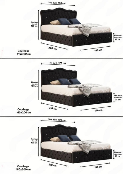 Cadre de lit venise velours strass