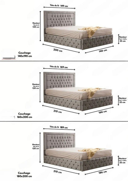 Cadre de lit roma velours