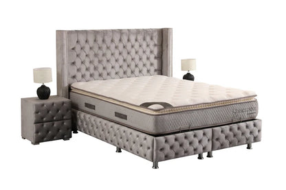 Lit coffre clouté velours