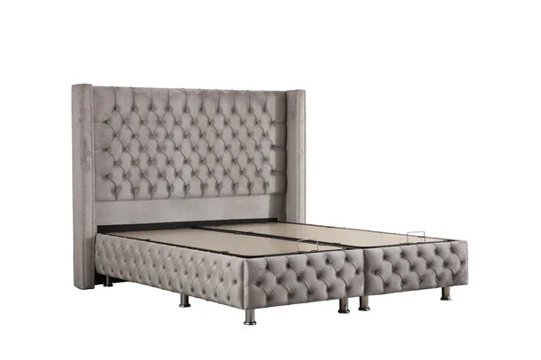 Lit coffre clouté velours