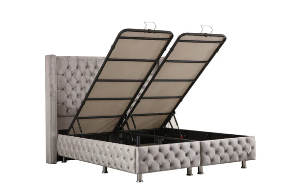 Lit coffre clouté velours